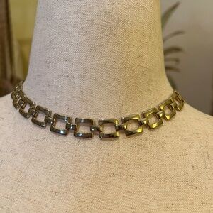 Vintage Y2K Gold-Tone Square Link Choker Necklace